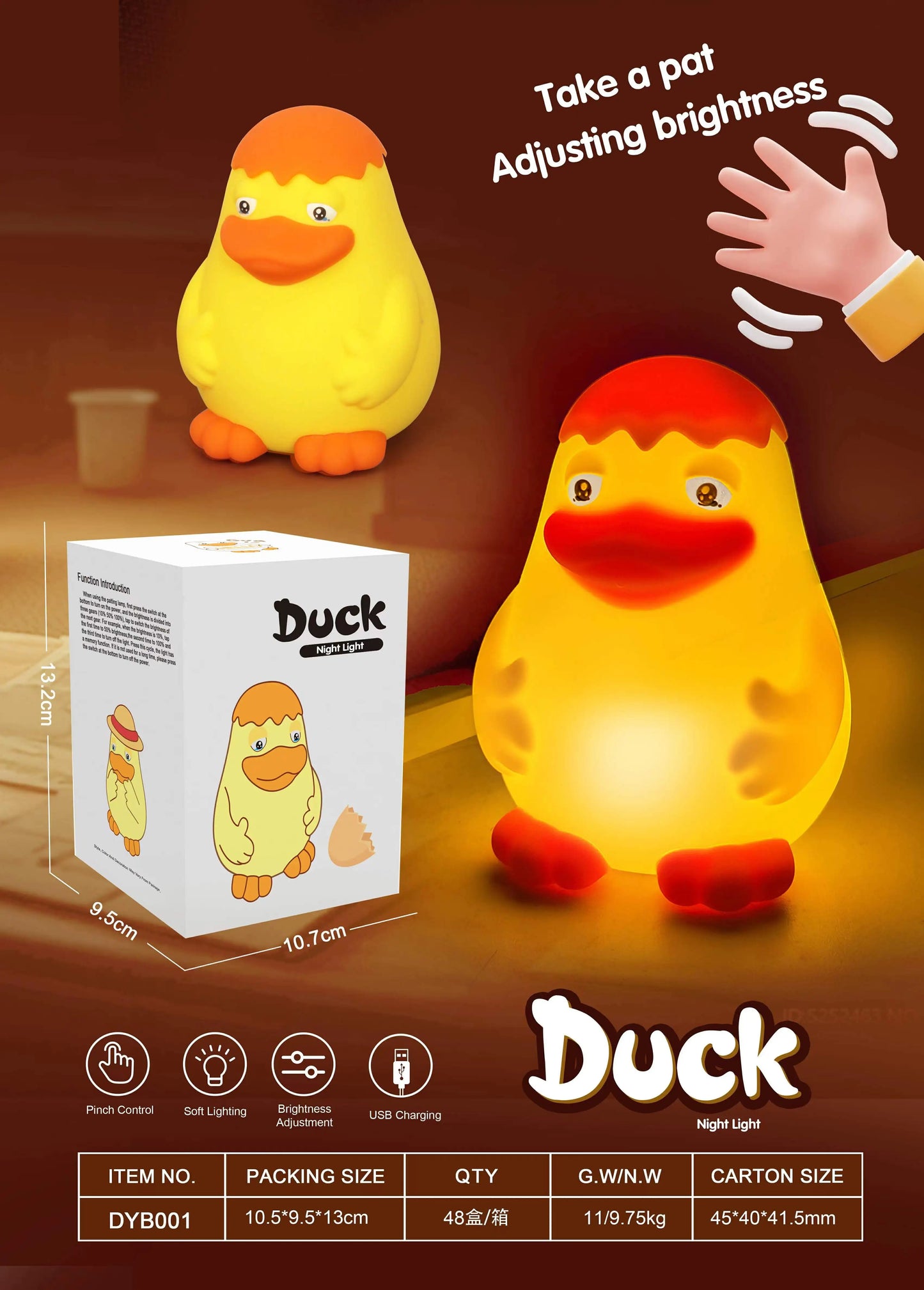 Patito de Silicona con Sensor Táctil LED Infantil