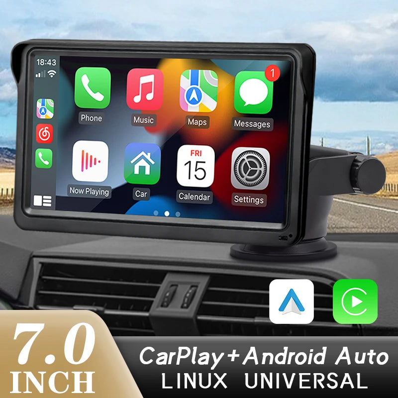 Pantalla Multimedia Portátil 7'' con CarPlay y Android Auto